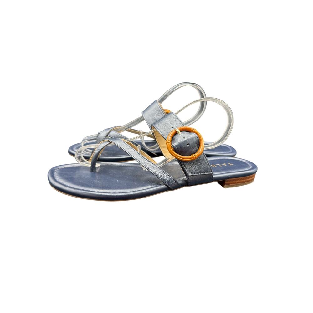👡 Talbots Blue Leather Sandals Womens 7M Thong Buckle Classic Preppy Style - Picture 3 of 6